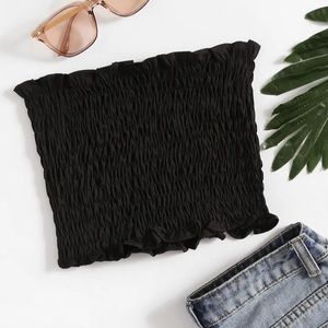 Black shirring Bandeau top